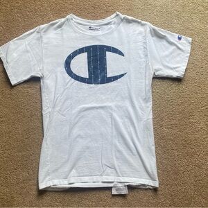 Champion White Tee with Navy Logo